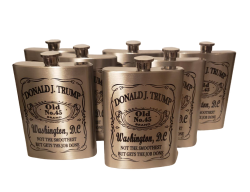 Donald Trump whiskey label style 8 ounce stainless steel 1 flask - trump store 2020