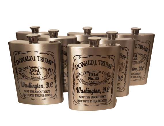 Donald Trump whiskey label style 8 ounce stainless steel 1 flask - trump store 2020